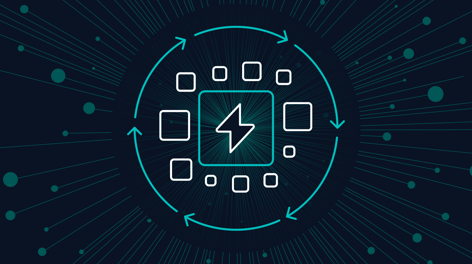 image on black background with development icons